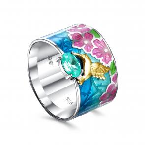 Серебряное кольцо KABAROVSKY с эмалью и Swarovski K1-235-32001 фото