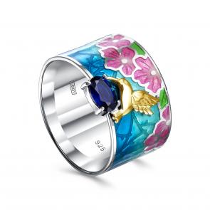 Серебряное кольцо KABAROVSKY с фианитом и эмалью K1-235-40801 фото