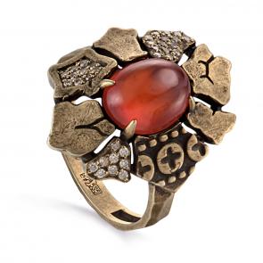 Кольцо из лимонного золота KABAROVSKY с гессонитом и бриллиантом K1-2523-9700 фото