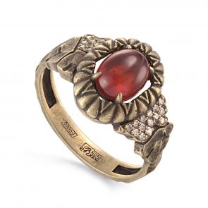 Кольцо из лимонного золота KABAROVSKY с бриллиантом и гессонитом K1-2526-9700 фото