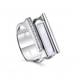 Серебряное кольцо KABAROVSKY с фианитом и перламутром K1-254-6200 фото