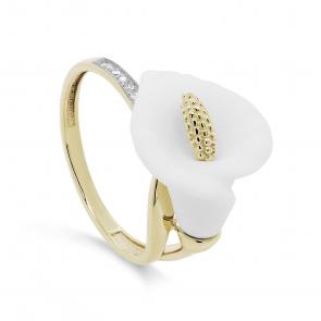 Кольцо из лимонного золота KABAROVSKY с бриллиантом и фарфором K1-2540-1000 фото