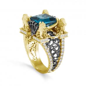 Кольцо из лимонного золота KABAROVSKY с бриллиантом и раухтопазом K1-2577-2889 фото