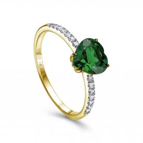Кольцо из лимонного золота KABAROVSKY с бриллиантом и изумрудом K1-2649-1200 фото