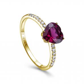 Кольцо из лимонного золота KABAROVSKY с бриллиантом и родолитом K1-2686-2189 фото