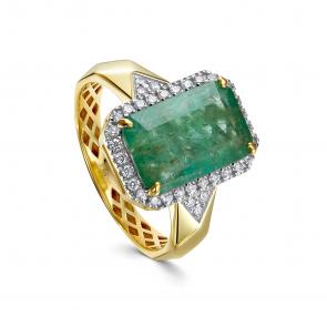 Кольцо из лимонного золота KABAROVSKY с бриллиантом и изумрудом K1-2732/1-1200 фото