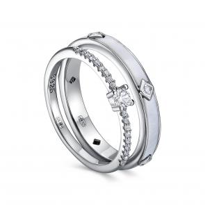 Серебряное кольцо KABAROVSKY с фианитом и перламутром K1-9257-6200 фото