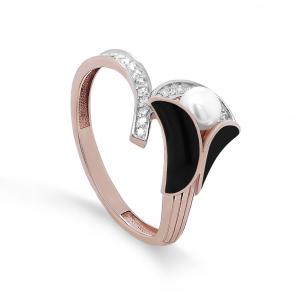 Золотое кольцо KABAROVSKY с бриллиантом, жемчугом и эмалью K11-01476-1502 фото