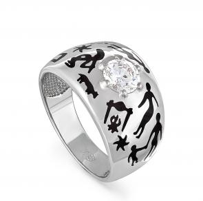 Серебряное кольцо KABAROVSKY с фианитом и эмалью K11-015-7902 фото