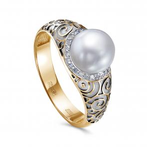 Золотое кольцо KABAROVSKY с бриллиантом и жемчугом K11-01933-21089 фото
