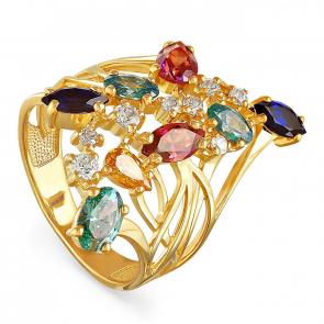 Кольцо из золочёного серебра KABAROVSKY с фианитом и ювелирным кристаллом K11-036-0187 фото