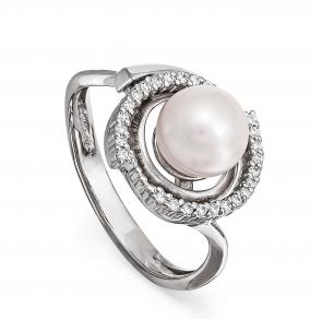 Серебряное кольцо KABAROVSKY с фианитом и жемчугом K11-063-1500 фото