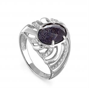 Серебряное кольцо KABAROVSKY с фианитом, Swarovski и авантюрином K11-066-1300 фото