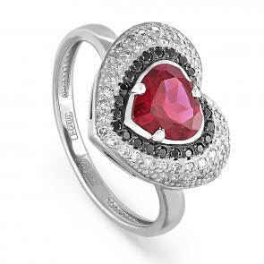 Серебряное кольцо KABAROVSKY с фианитом и родолитом K11-077-2189 фото