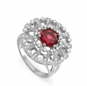 Серебряное кольцо KABAROVSKY с фианитом и родолитом K11-080-2100 фото