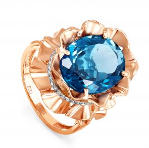 Золотое кольцо KABAROVSKY с бриллиантом и Лондон топазом K11-0806-2300 фото