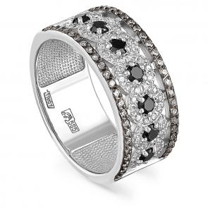 Кольцо из белого золота KABAROVSKY с бриллиантом и чёрным бриллиантом K11-11027-2000 фото