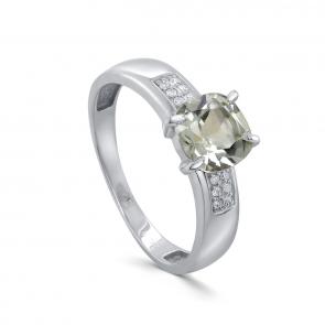 Кольцо из белого золота KABAROVSKY с бриллиантом и празиолитом K11-11877-21100 фото