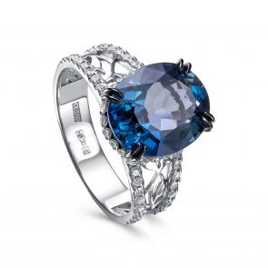 Кольцо из белого золота KABAROVSKY с бриллиантом и Лондон топазом K11-11988-2389 фото