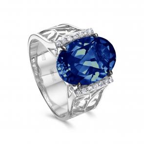 Кольцо из белого золота KABAROVSKY с бриллиантом и Лондон топазом K11-11989-2389 фото