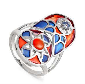 Серебряное кольцо KABAROVSKY с ониксом и Swarovski K11-127-6601 фото