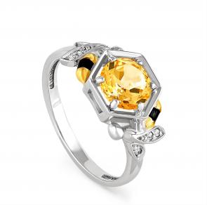 Серебряное кольцо KABAROVSKY с цитрином и Swarovski K11-132-2902 фото