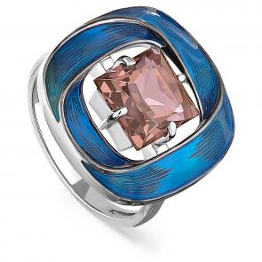 Серебряное кольцо KABAROVSKY с ситаллом цвета Морганит и эмалью K11-153-7307 фото