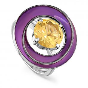 Серебряное кольцо KABAROVSKY с ситаллом цвета Цитрин и эмалью K11-154-7126 фото