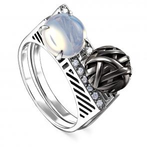 Серебряное кольцо KABAROVSKY с фианитом, Swarovski, ювелирным кристаллом и алпанитом K11-165-60089 фото