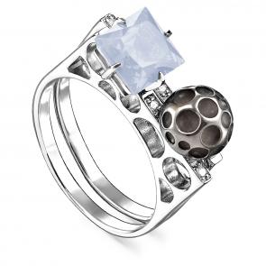 Серебряное кольцо KABAROVSKY с ситаллом и Swarovski K11-166-50089 фото