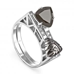 Серебряное кольцо KABAROVSKY с фианитом и агатом K11-170-1889 фото