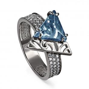 Серебряное кольцо KABAROVSKY с фианитом, ситаллом и керамикой K11-180-52189 фото