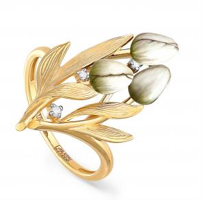 Кольцо из лимонного золота KABAROVSKY с бриллиантом и финифтью K11-21003-1090 фото