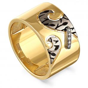 Кольцо из лимонного золота KABAROVSKY с бриллиантом и эмалью K11-21008-1002 фото