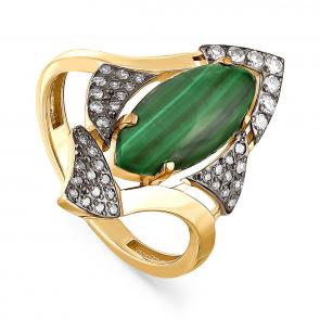 Кольцо из лимонного золота KABAROVSKY с бриллиантом и малахитом K11-21025-4600 фото