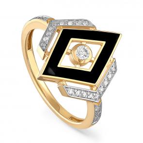 Кольцо из лимонного золота KABAROVSKY с бриллиантом и эмалью K11-21044-1002 фото