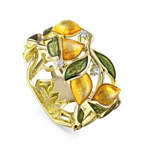 Кольцо из лимонного золота KABAROVSKY с бриллиантом и эмалью K11-21110-1001 фото