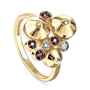 Кольцо из лимонного золота KABAROVSKY с бриллиантом и топазом Swarovski K11-21141-2500 фото