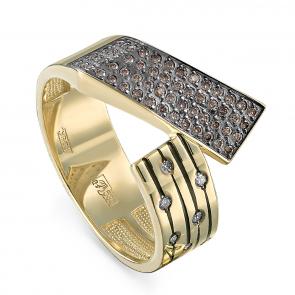 Кольцо из лимонного золота KABAROVSKY с бриллиантом, эмалью и коньячным бриллиантом K11-21149-6002 фото