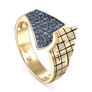 Кольцо из лимонного золота KABAROVSKY с бриллиантом и Лондон топазом K11-21150-2302 фото