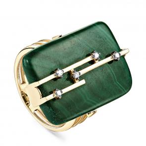 Кольцо из лимонного золота KABAROVSKY с бриллиантом и малахитом K11-21173-4600 фото