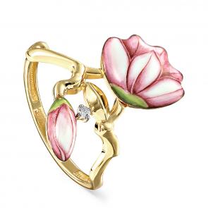 Кольцо из лимонного золота KABAROVSKY с бриллиантом и финифтью K11-21194-1022 фото