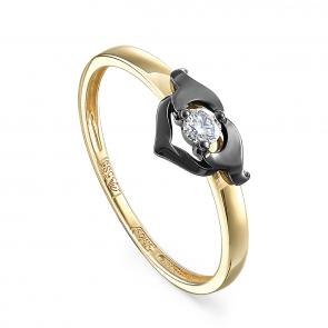 Кольцо из лимонного золота KABAROVSKY с бриллиантом и керамикой K11-21215-1089 фото