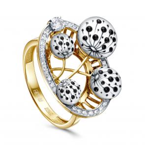 Кольцо из лимонного золота KABAROVSKY с бриллиантом и финифтью K11-21229-1022 фото