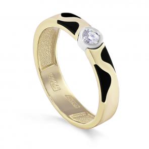 Кольцо из лимонного золота KABAROVSKY с бриллиантом и эмалью K11-21341-1002 фото