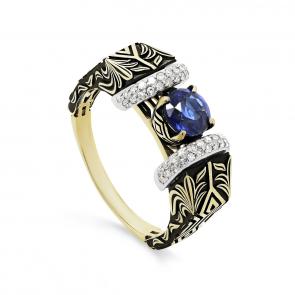 Кольцо из лимонного золота KABAROVSKY с бриллиантом и кианитом K11-21344-9889 фото
