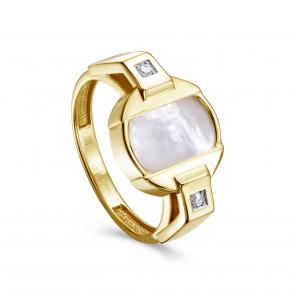 Кольцо из лимонного золота KABAROVSKY с бриллиантом и перламутром K11-21356-6200 фото