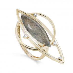 Кольцо из лимонного золота KABAROVSKY с бриллиантом и лабрадоритом K11-21379-6500 фото