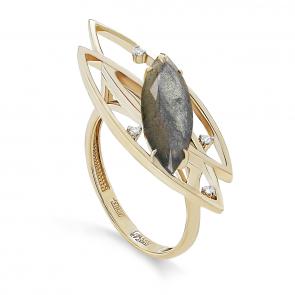 Кольцо из лимонного золота KABAROVSKY с бриллиантом и лабрадоритом K11-21381-6500 фото