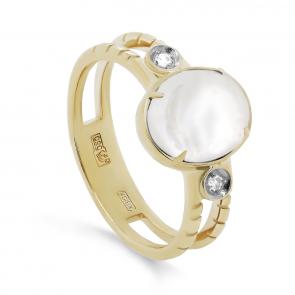 Кольцо из лимонного золота KABAROVSKY с бриллиантом и перламутром K11-21386-6200 фото